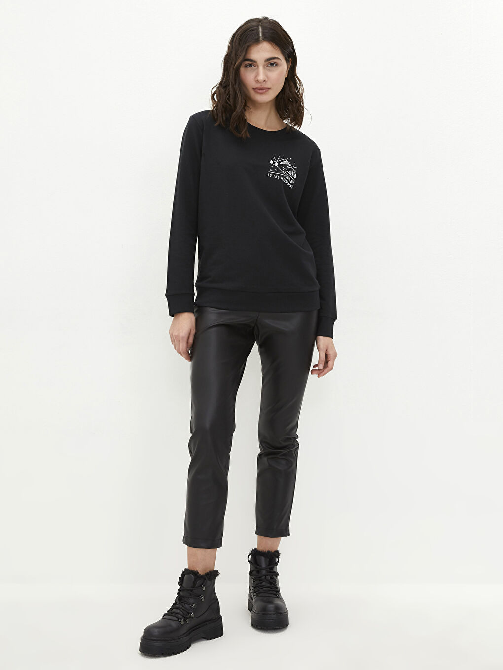 Crew Neck Printed Long Sleeve Women's Sweatshirt-2
