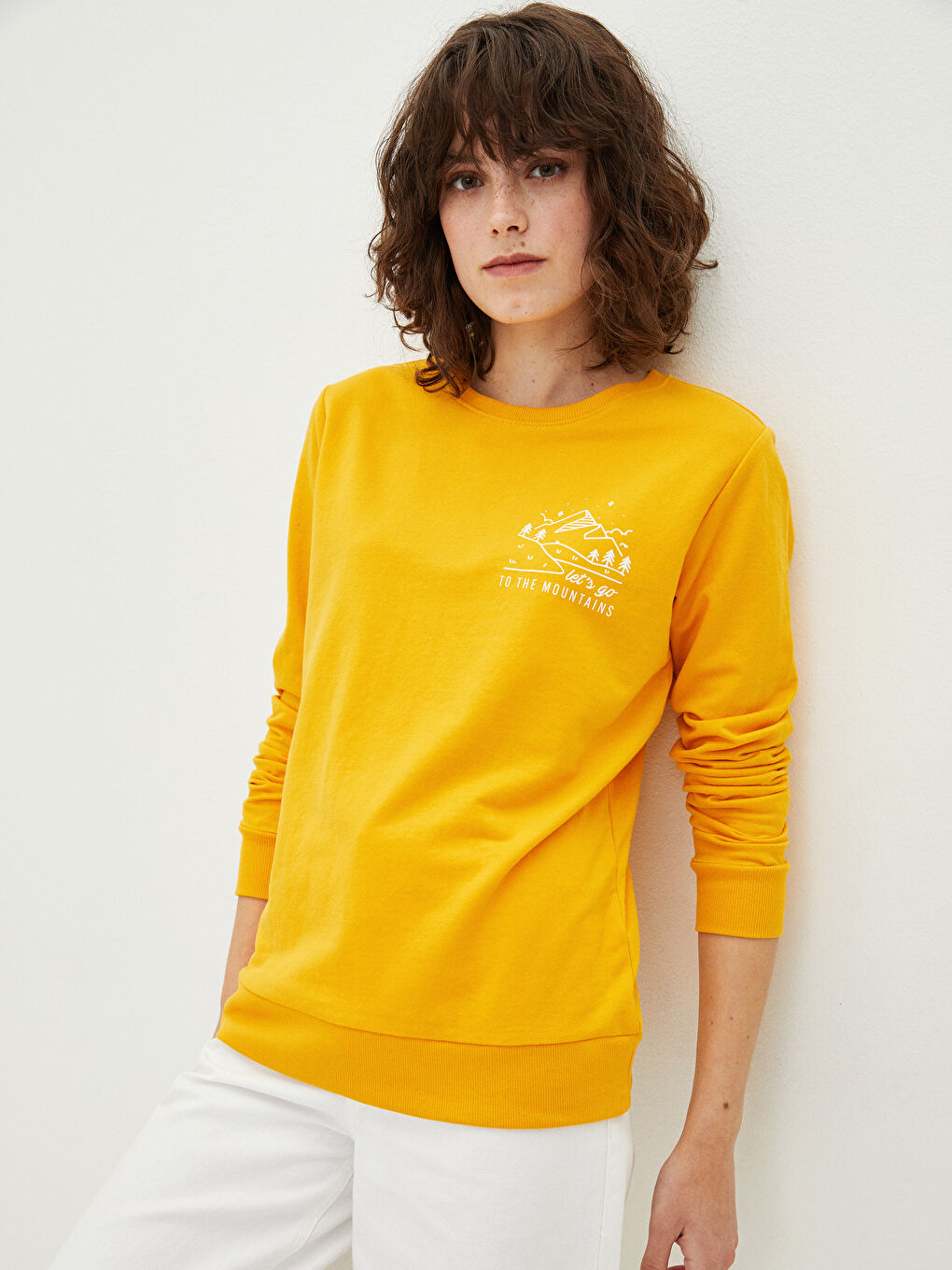 Crew Neck Printed Long Sleeve Women's Sweatshirt