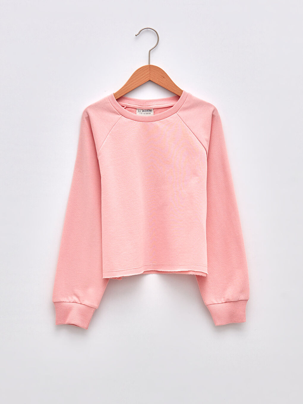 Pembe Bisiklet Yaka Basic Uzun Kollu Kız Çocuk Sweatshirt