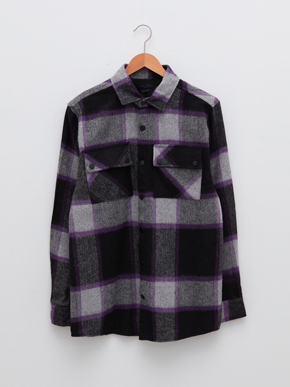 Regular Fit Long Sleeve Plaid Men's Flannel Shirt Jacket