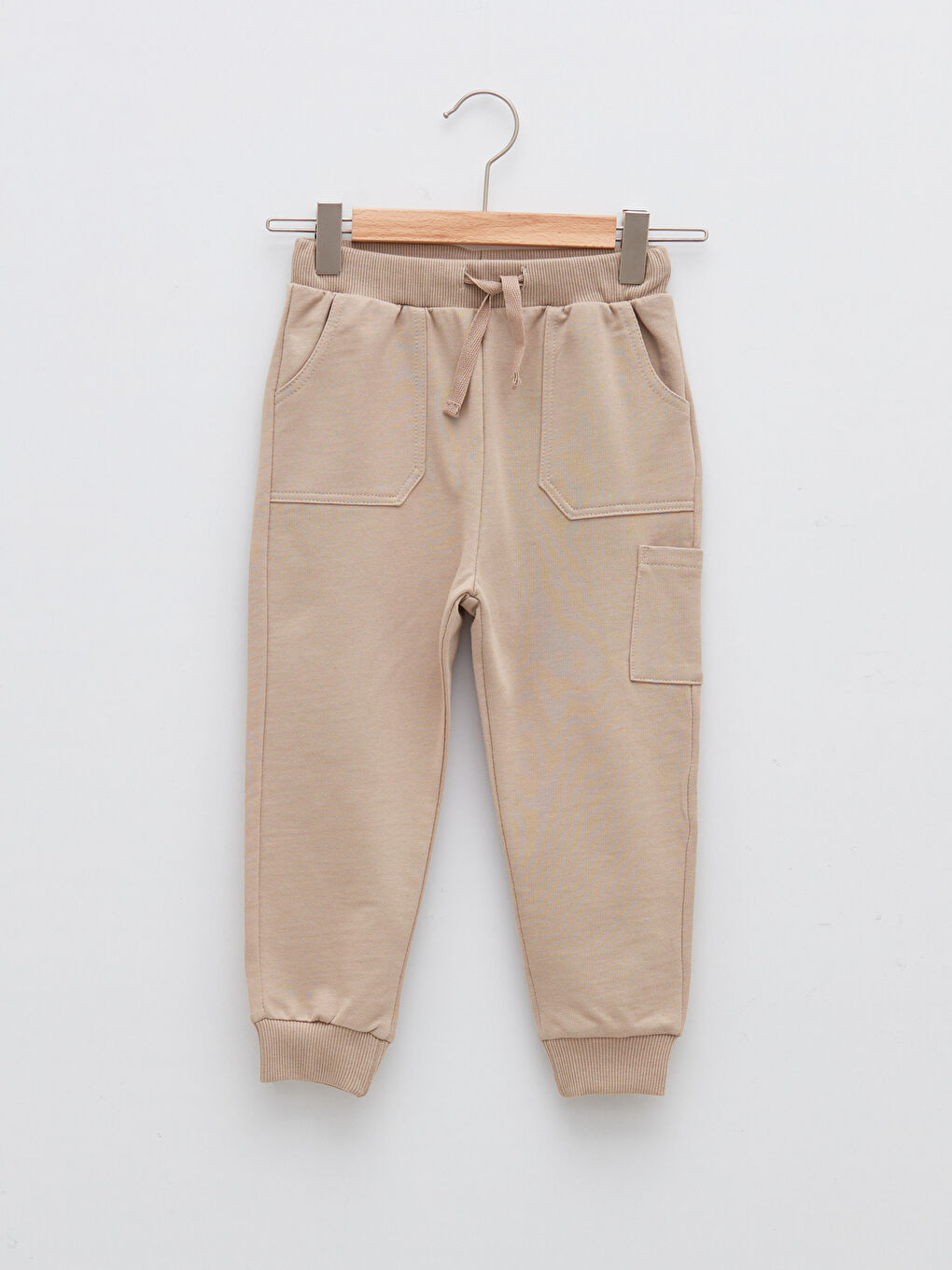 Bej Beli Lastikli Erkek Bebek Basic Jogger Eşofman Alt