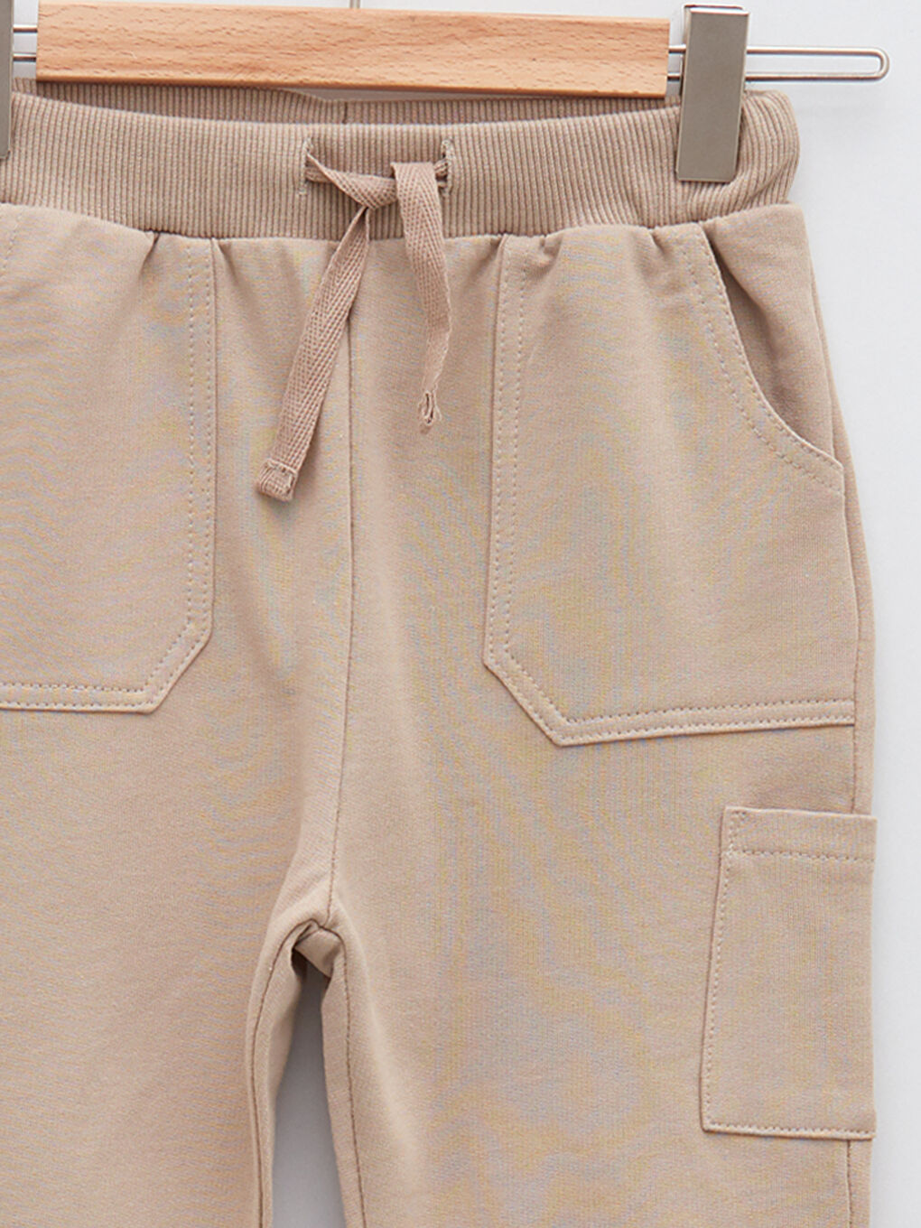 Bej Beli Lastikli Erkek Bebek Basic Jogger Eşofman Alt-2