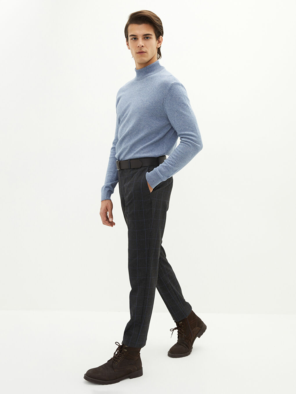 LCWAIKIKI Formal Siyah Ekoseli Slim Fit Ekose Erkek Pantolon - 1