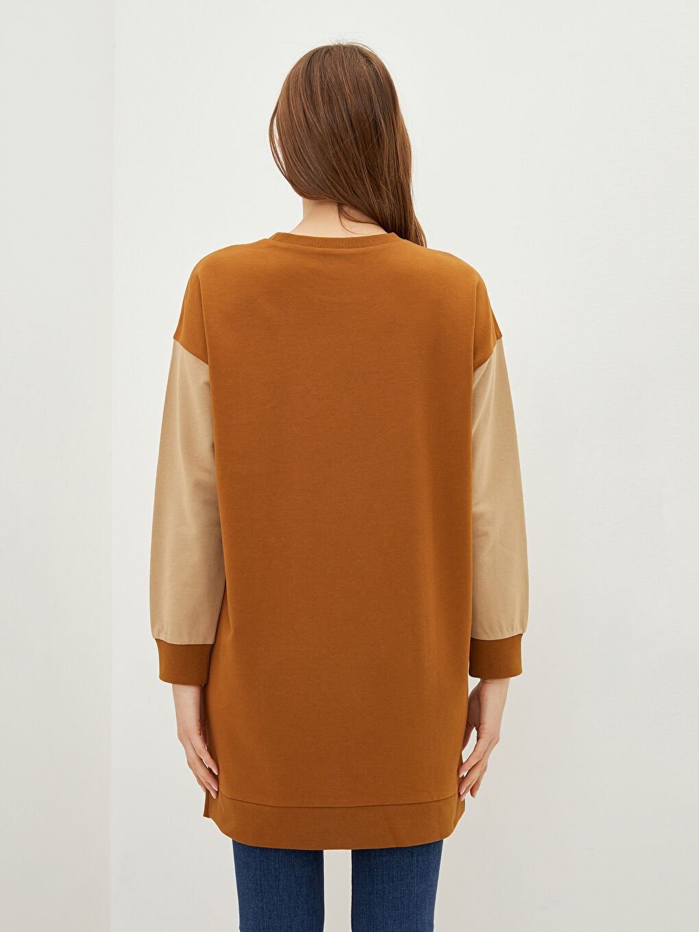 LCWAIKIKI Basic Rundhalsausschnitt Langarm Damen Sweatshirt-Tunika mit Farbblock -W1GJ36Z8-H4M