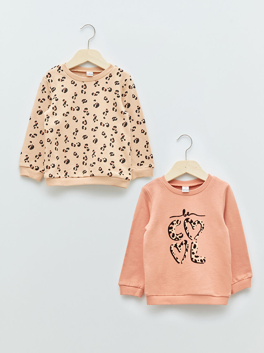 Crew Neck Long Sleeve Printed Cotton Baby Girl Sweatshirt 2-Pack