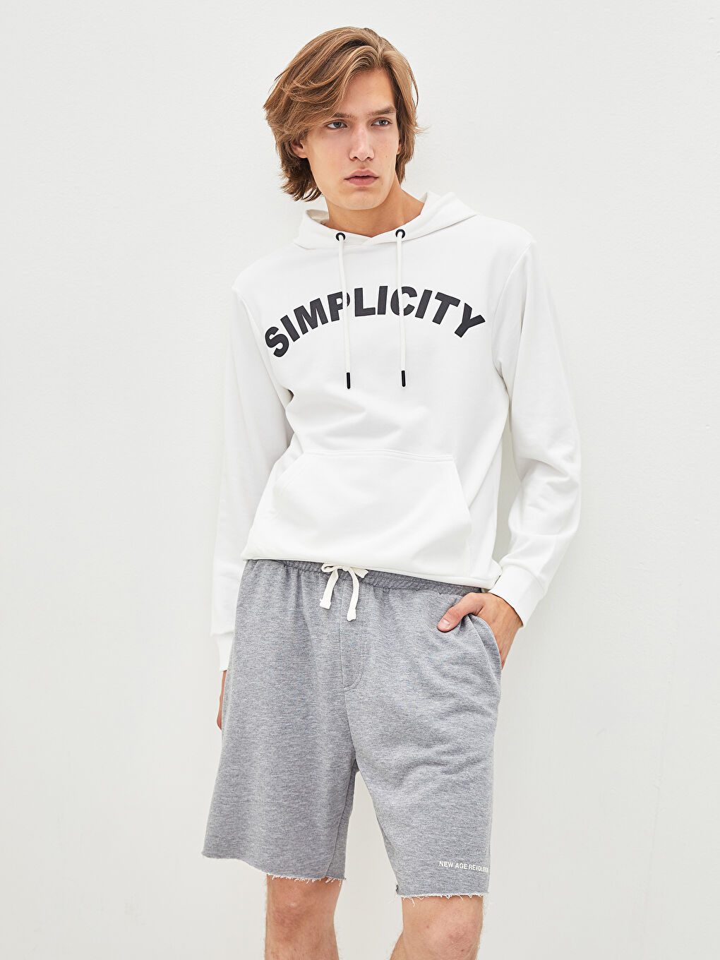 Gri Standart Kalıp Örme Erkek Şort