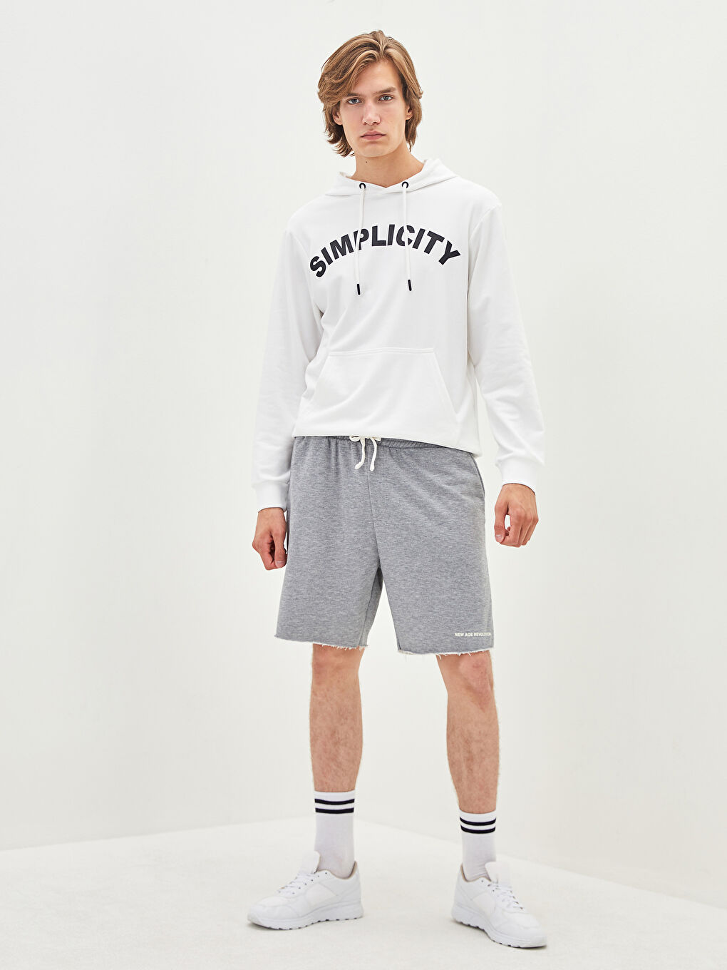 Gri Standart Kalıp Örme Erkek Şort-1