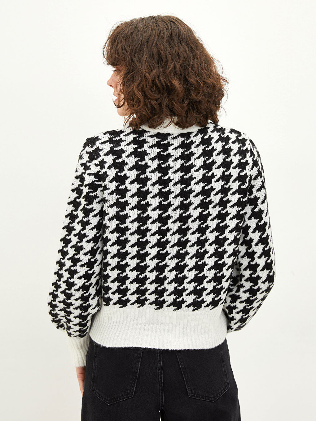 V Neck Patterned Women's Knitwear Cardigan-5