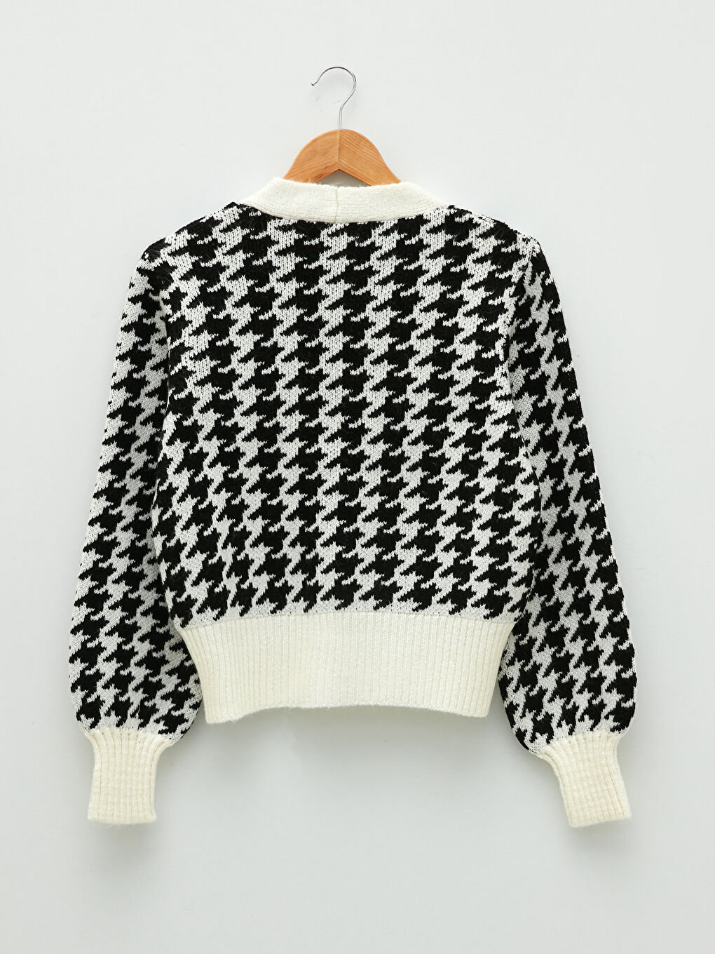 V Neck Patterned Women's Knitwear Cardigan-7