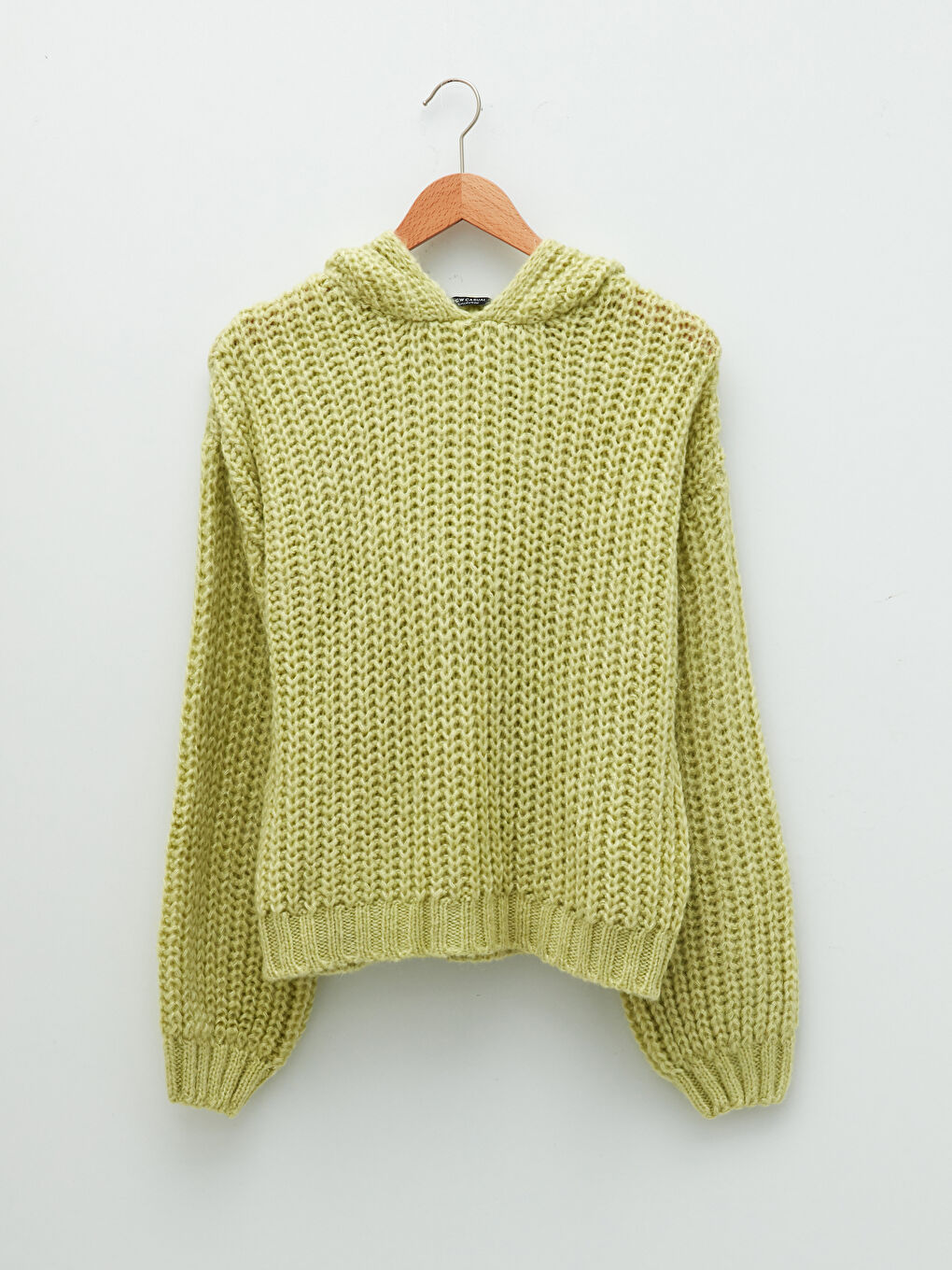 Pull-over à capuche régulier manches longues pour femmes en tricot-5