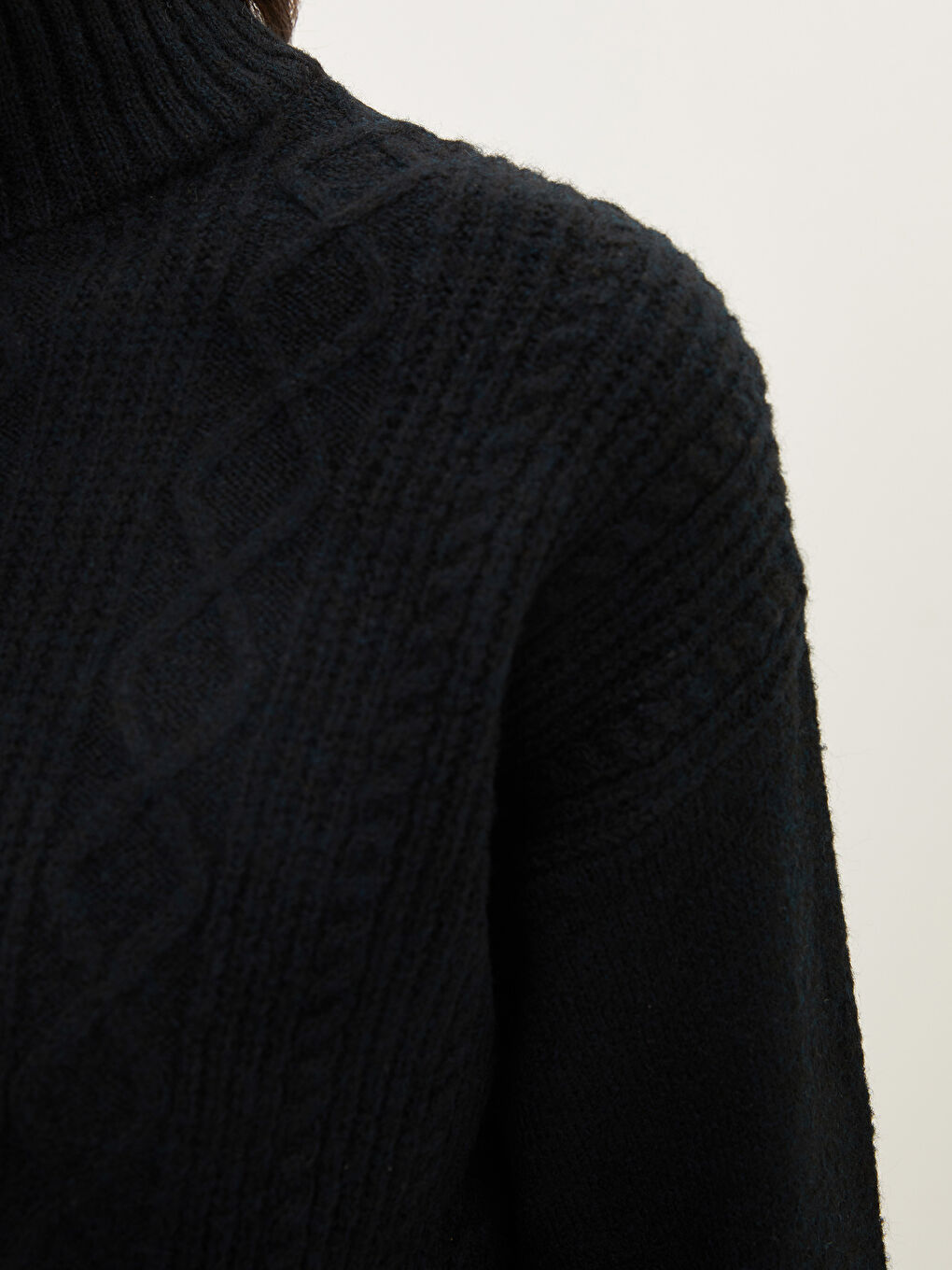 LCW Vision Half Turtleneck Self Patterned Long Sleeve Women's Tricot Sweater -W1GK23Z8-CVL