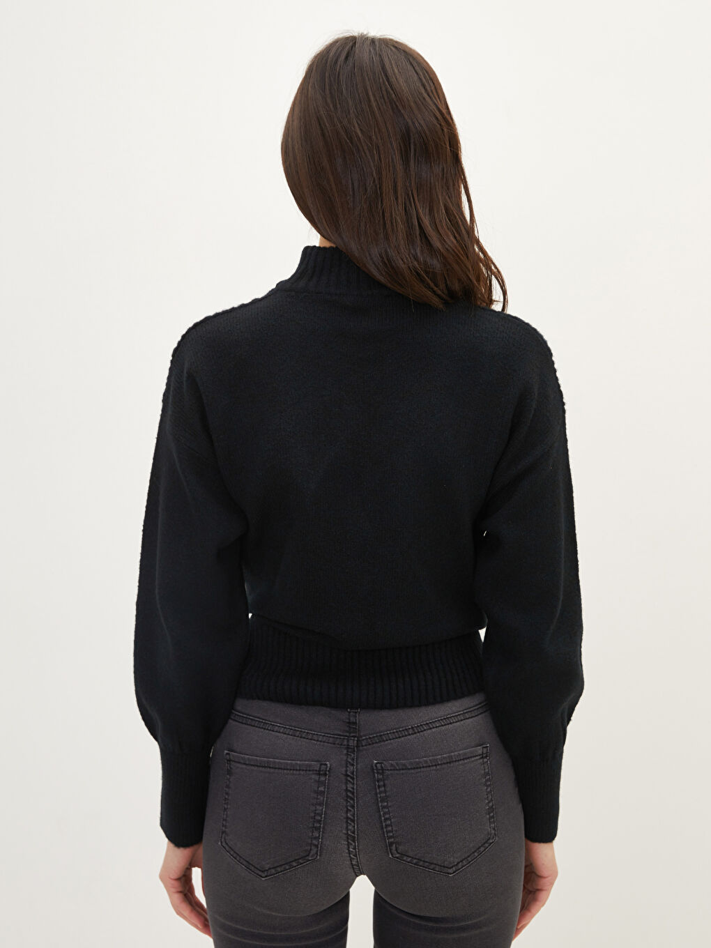 LCW Vision Half Turtleneck Self Patterned Long Sleeve Women's Tricot Sweater -W1GK23Z8-CVL