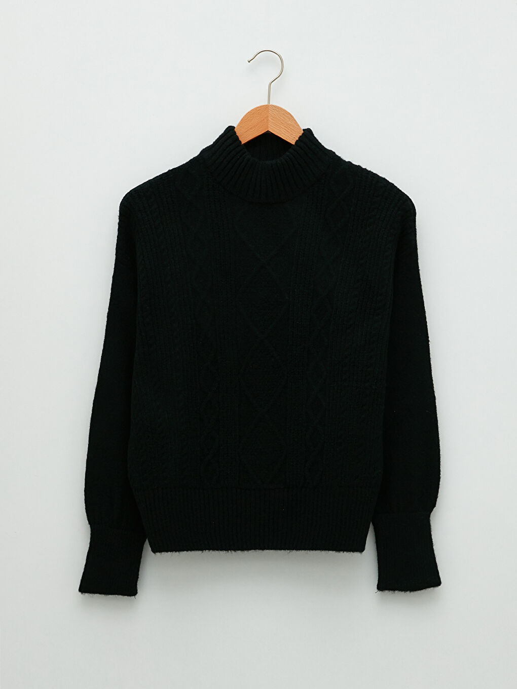 LCW Vision Half Turtleneck Self Patterned Long Sleeve Women's Tricot Sweater -W1GK23Z8-CVL
