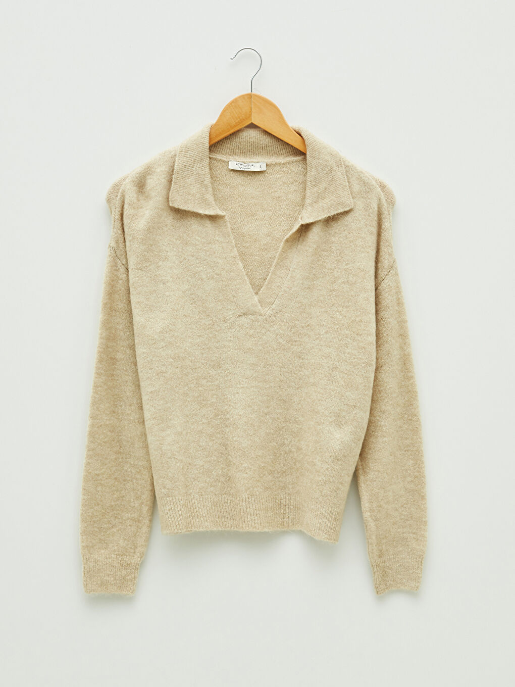 V Neck Plain Long Sleeve Women's Knitwear Sweater-5