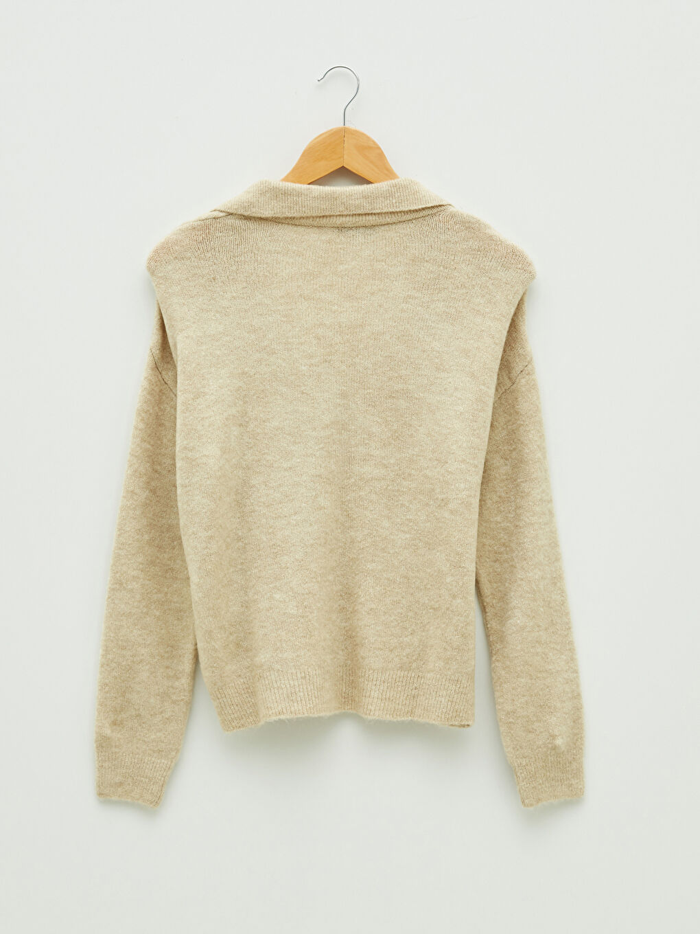 V Neck Plain Long Sleeve Women's Knitwear Sweater-6