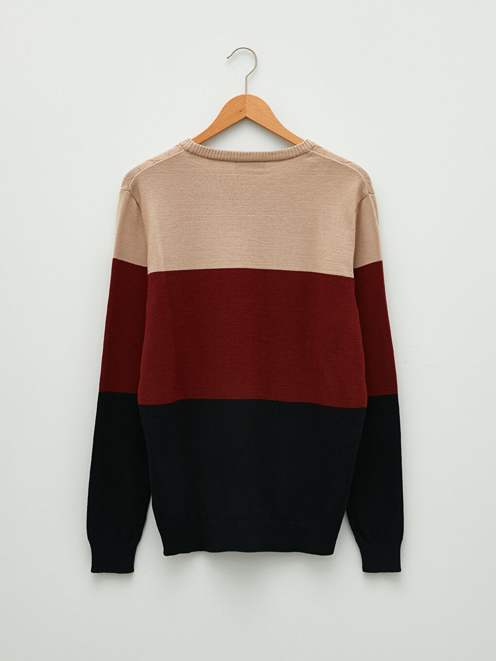 Rundhalsausschnitt Langarm Farbblock Herren Strickpullover-6