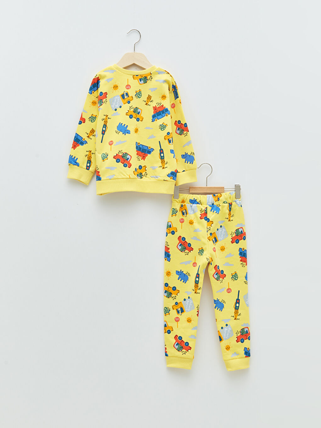 Crew Neck Long Sleeve Printed Baby Boy Sweatshirt and Jogger Trousers 2-Pack Set-1
