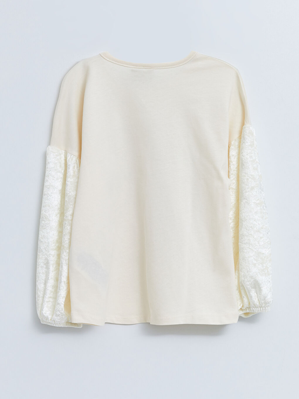 Crew Neck Printed Long Sleeve Cotton Girl T-shirt-1