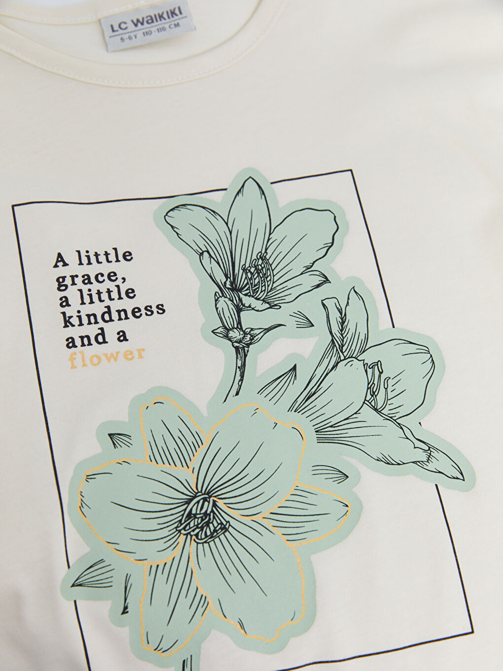 Crew Neck Printed Long Sleeve Cotton Girl T-shirt-2
