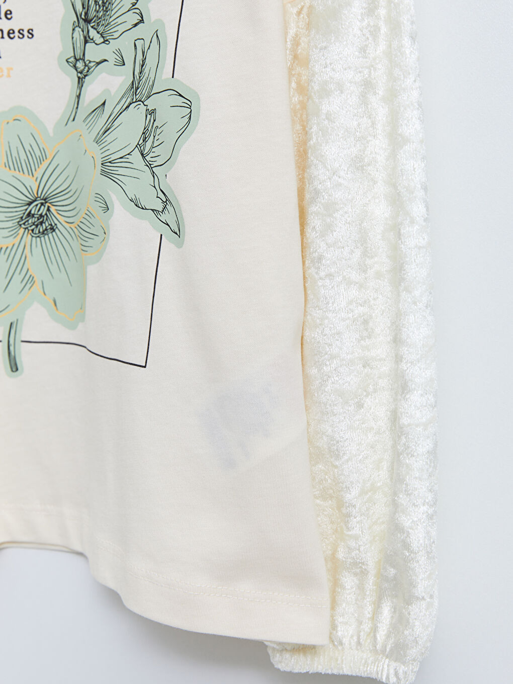 Crew Neck Printed Long Sleeve Cotton Girl T-shirt-3