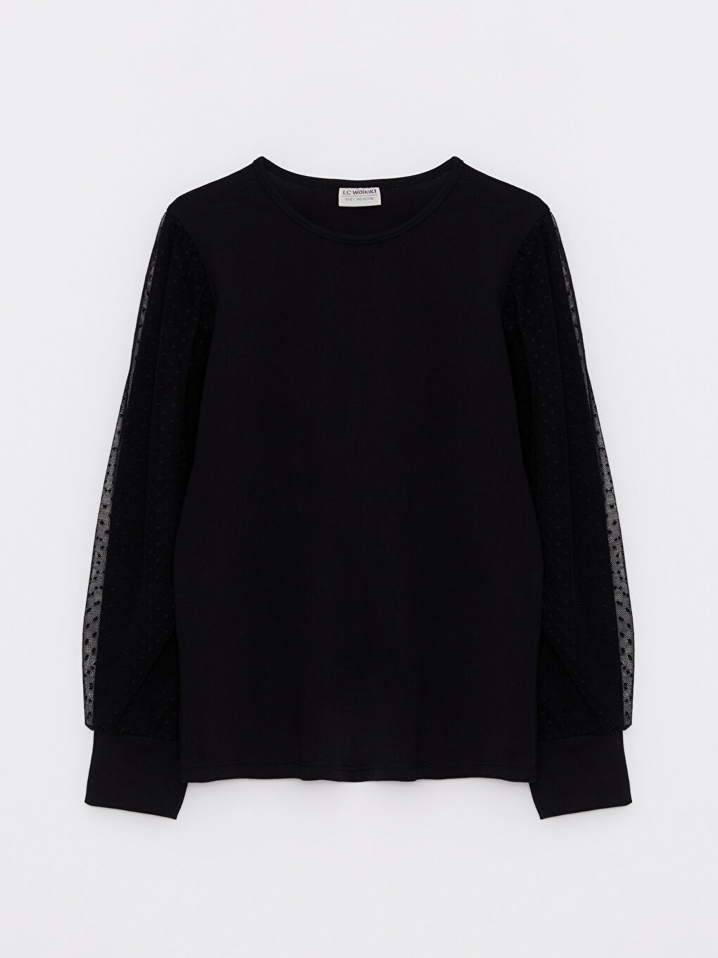 بلوزة كم طويل سادة ياقة دائرية للبنات