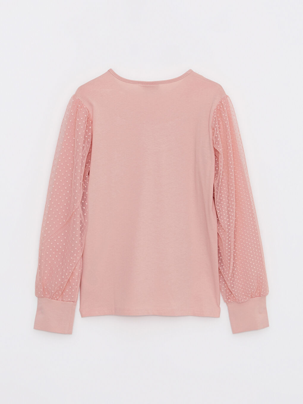 بلوزة كم طويل سادة ياقة دائرية للبنات-1