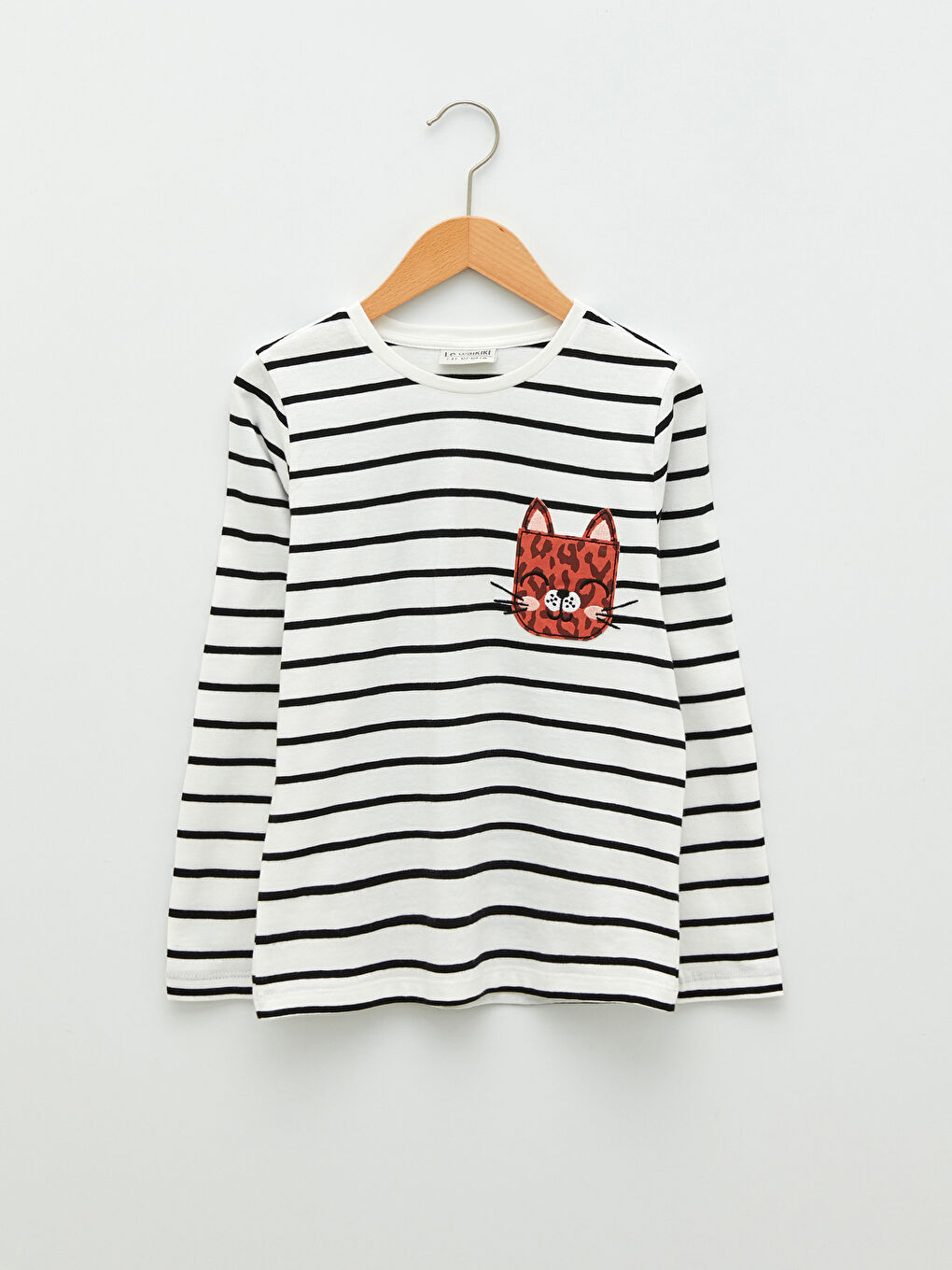 Tricou cu Guler Rotund Vărgat cu Mânecă Lungă pentru Fete