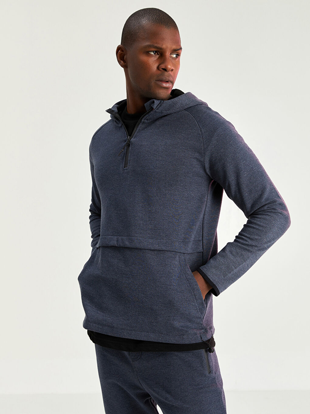 XSIDE ACTIVE Lacivert Uzun Kollu Erkek Spor Hoodie - 1