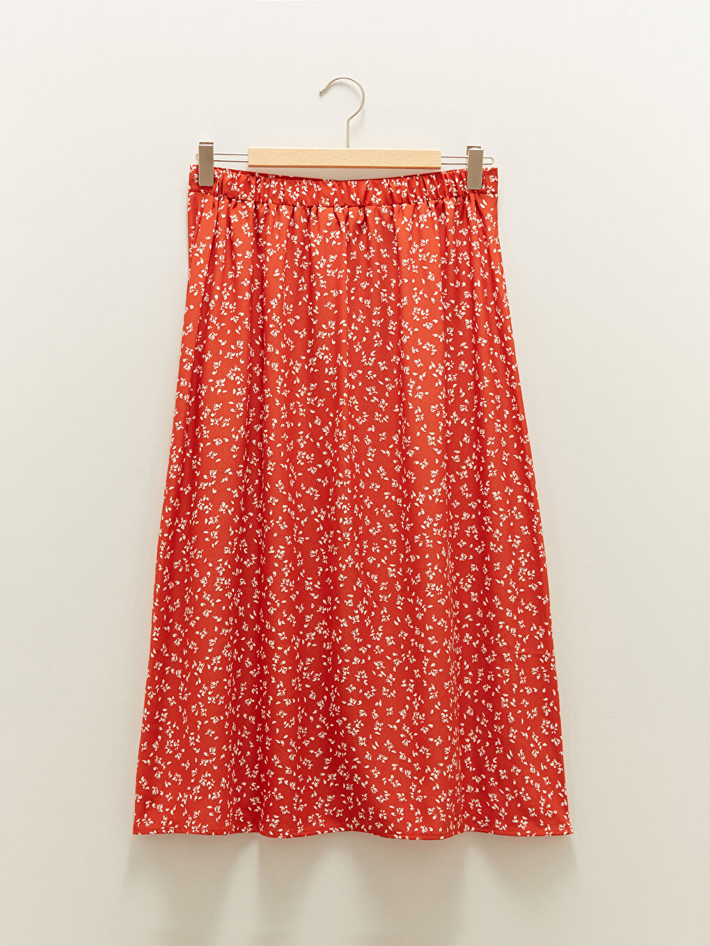 جيبة قماش كريب بقصة A ومزينة بنقشة وخصر مطاطي للسيدات-6