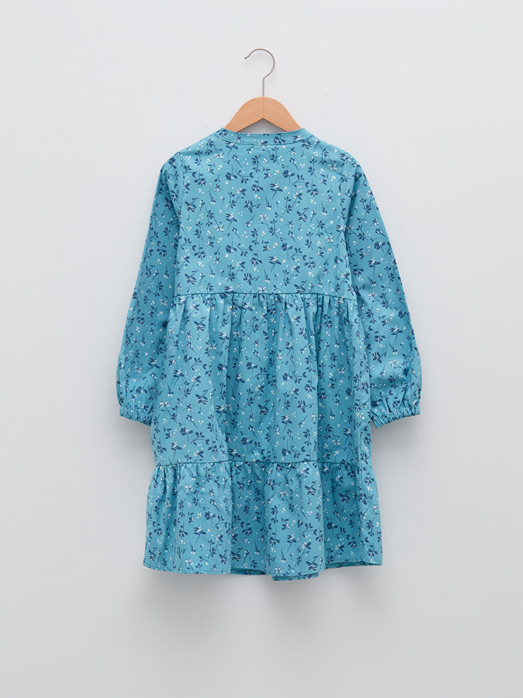 Crew Neck Long Sleeve Printed Girls' Dress-1