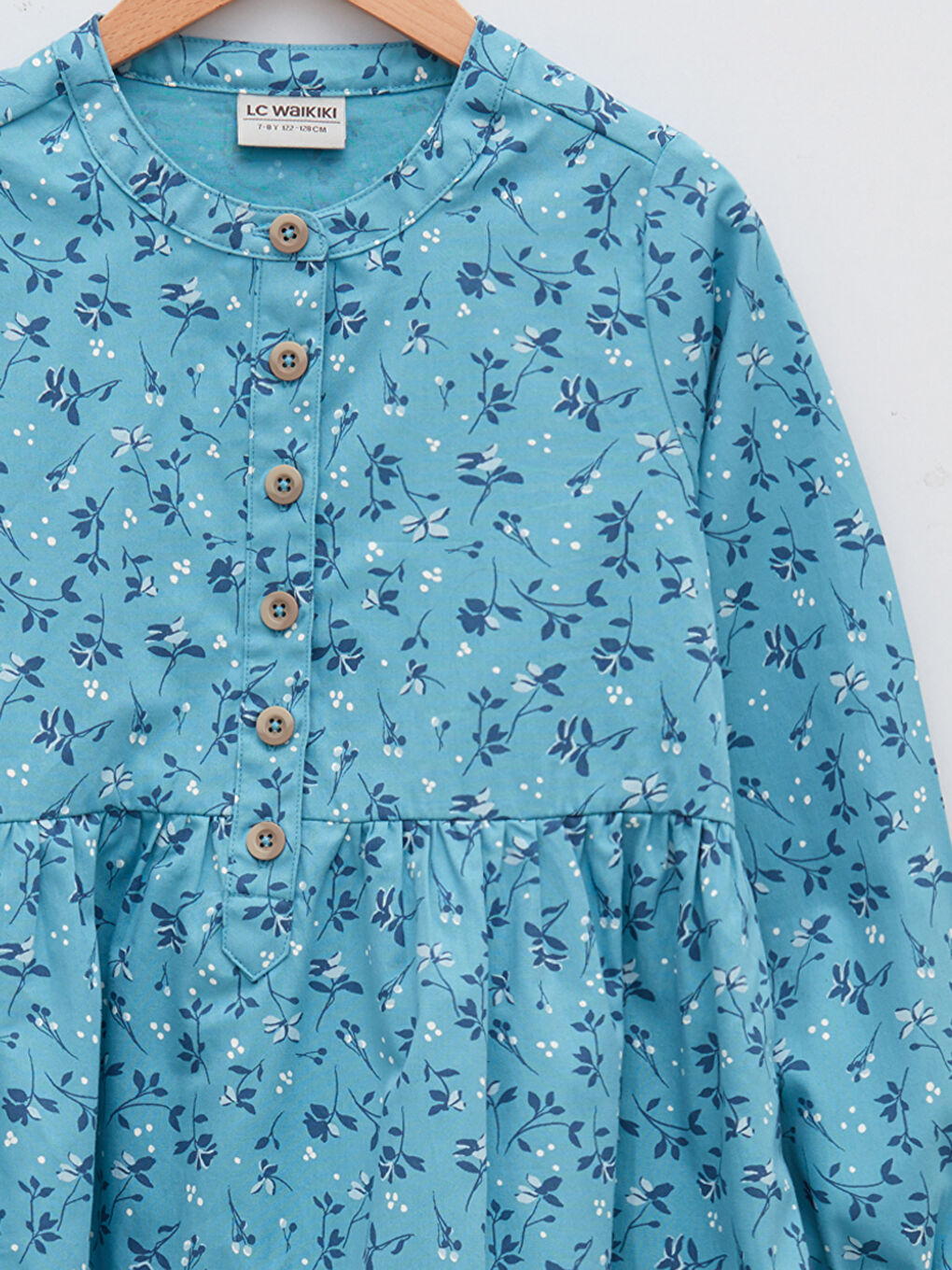 Crew Neck Long Sleeve Printed Girls' Dress-2