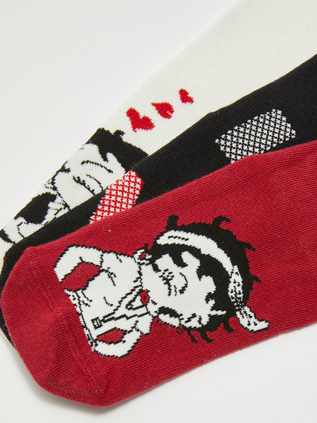 Kırmızı Betty Boop Baskılı Kadın Soket Çorap 3'lü Paket-2