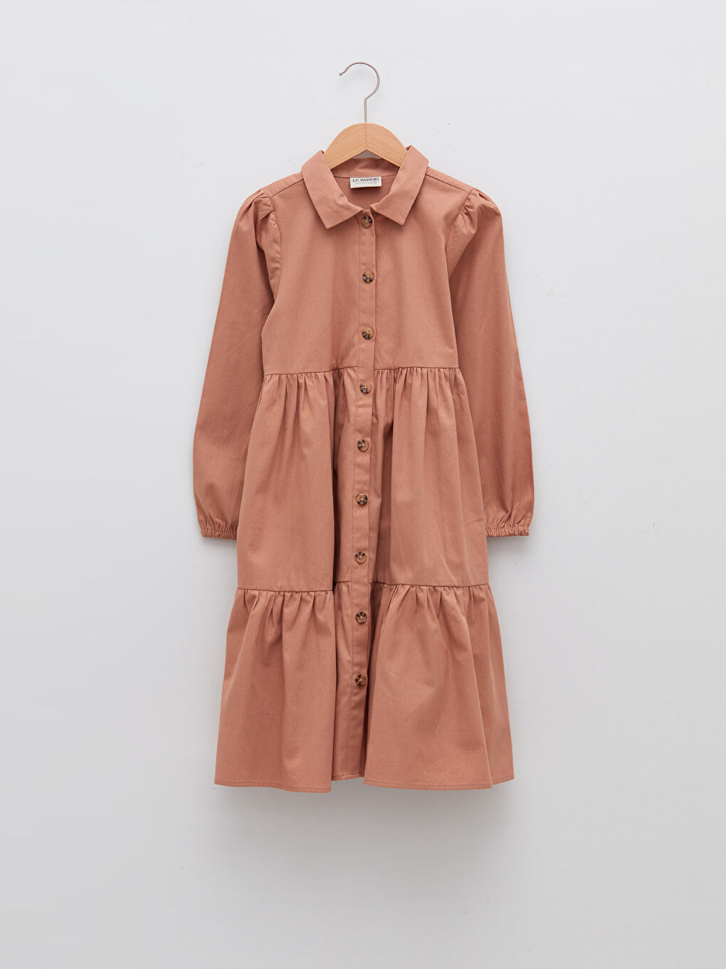 Shirt Neck Basic Long Sleeve Girl Dress