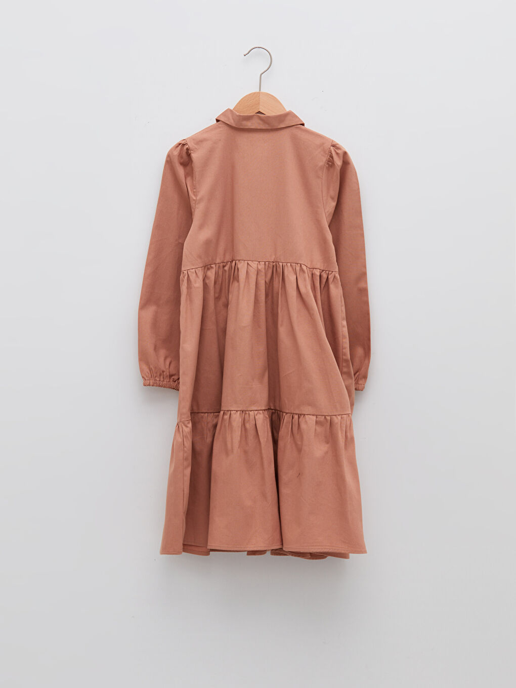 Shirt Neck Basic Long Sleeve Girl Dress-1