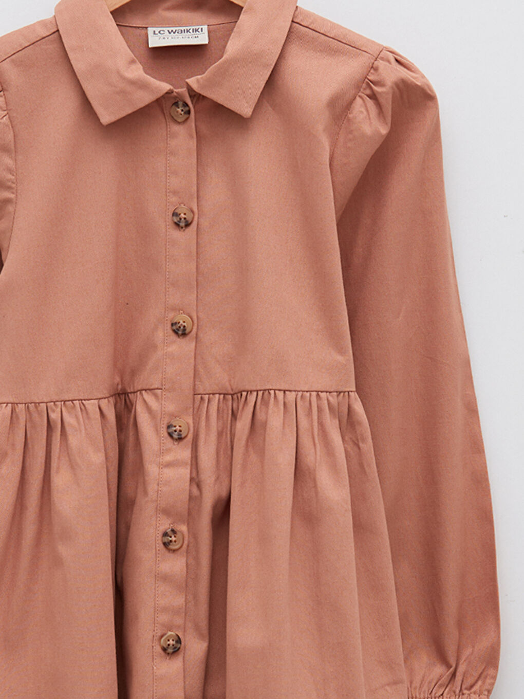Shirt Neck Basic Long Sleeve Girl Dress-2