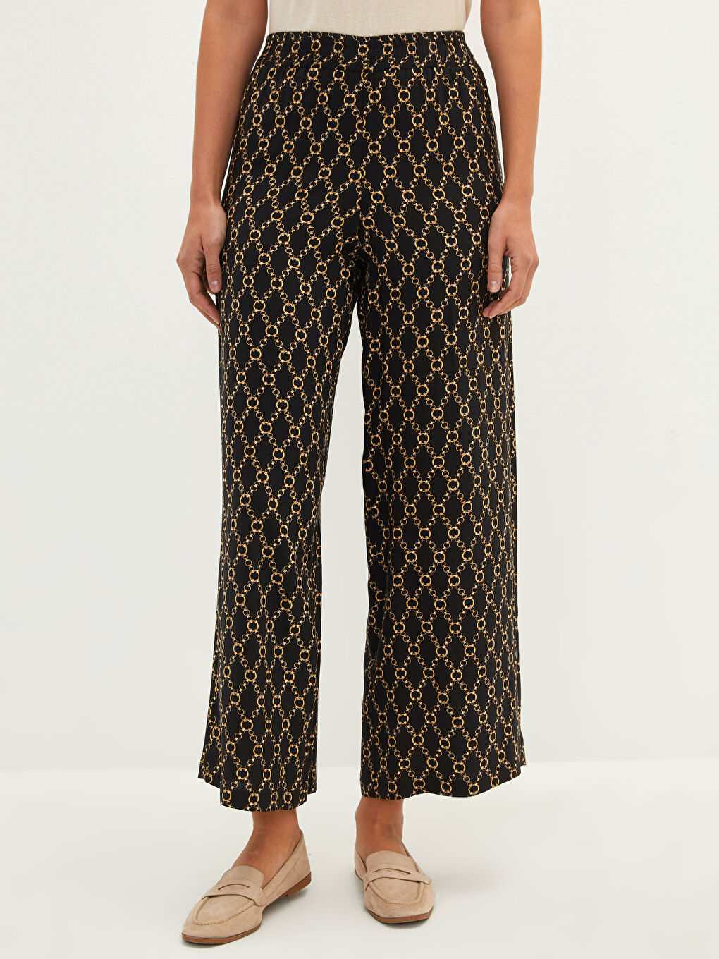 Pantalon en Viscose à Taille Élastiquée Confortable Imprimé pour Femmes-2