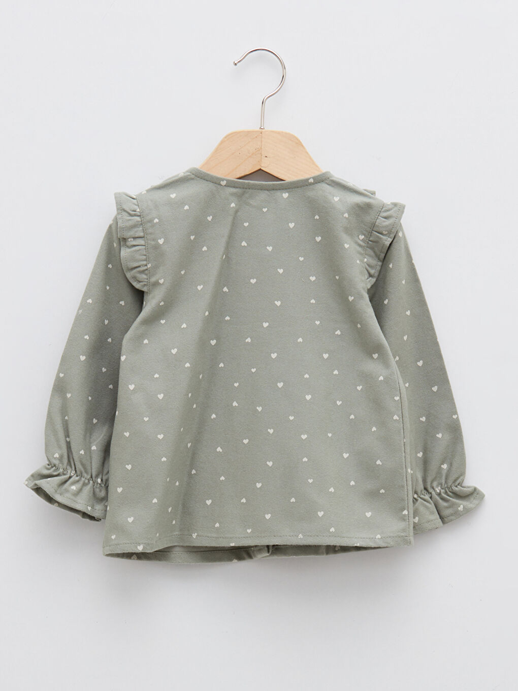 Crew Neck Long Sleeve Patterned Baby Girl Shirt-1