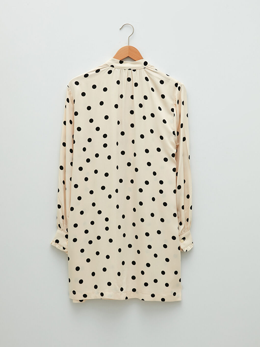 Hakim Yaka Puantiyeli Uzun Kollu Viskon Kadın Tunik-6