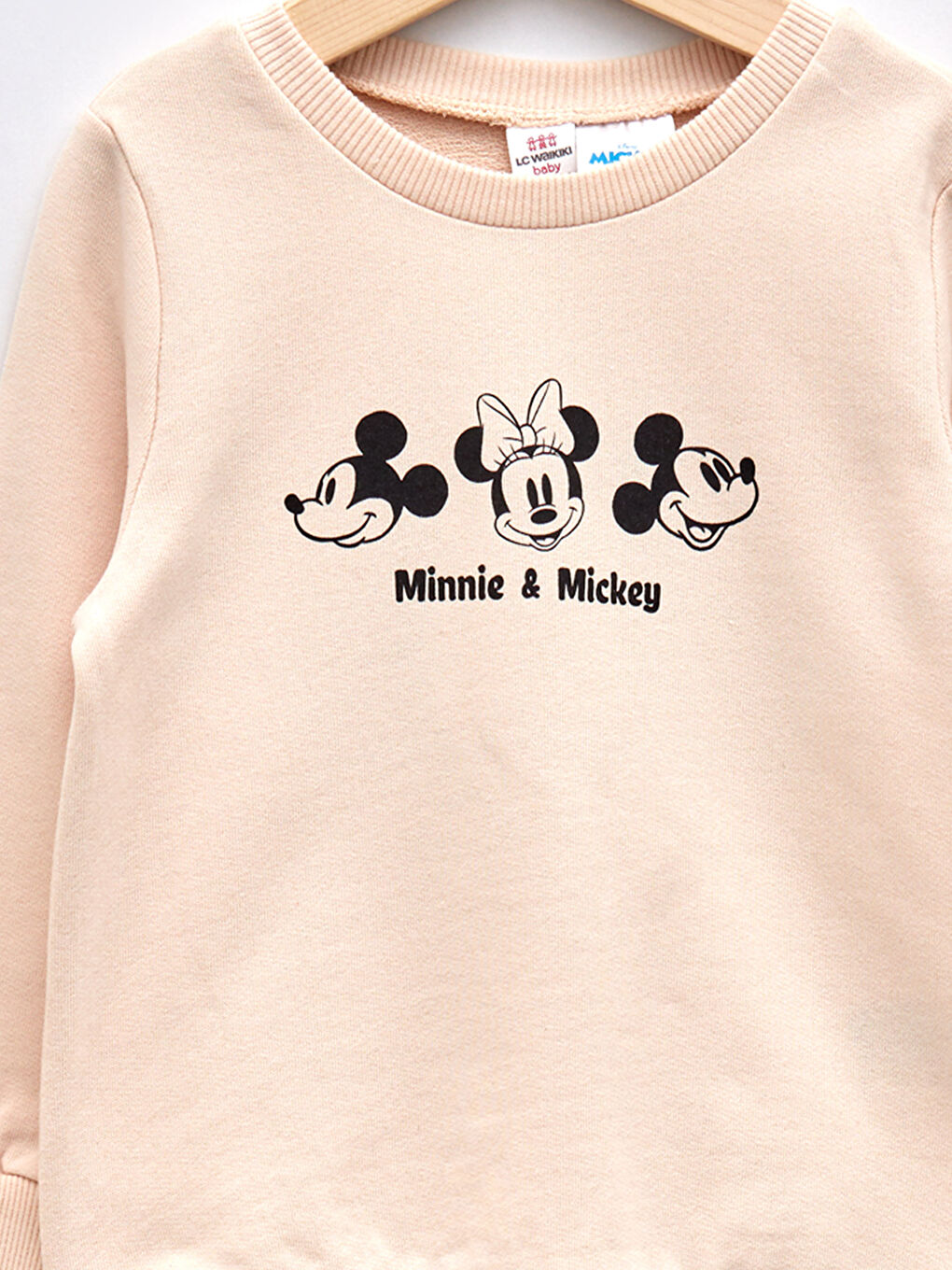Crew Neck Long Sleeve Minnie and Mickey Mouse Printed Baby Girl Sweatshirt-2