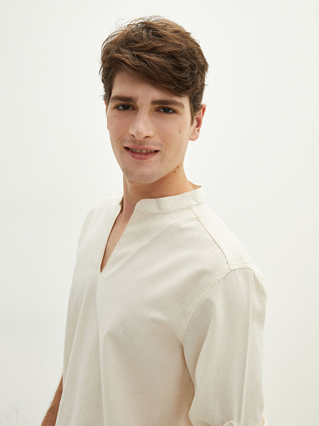 XSIDE Regular Fit Long Sleeve Linen Men's Shirt -W1GM92Z8-RSH