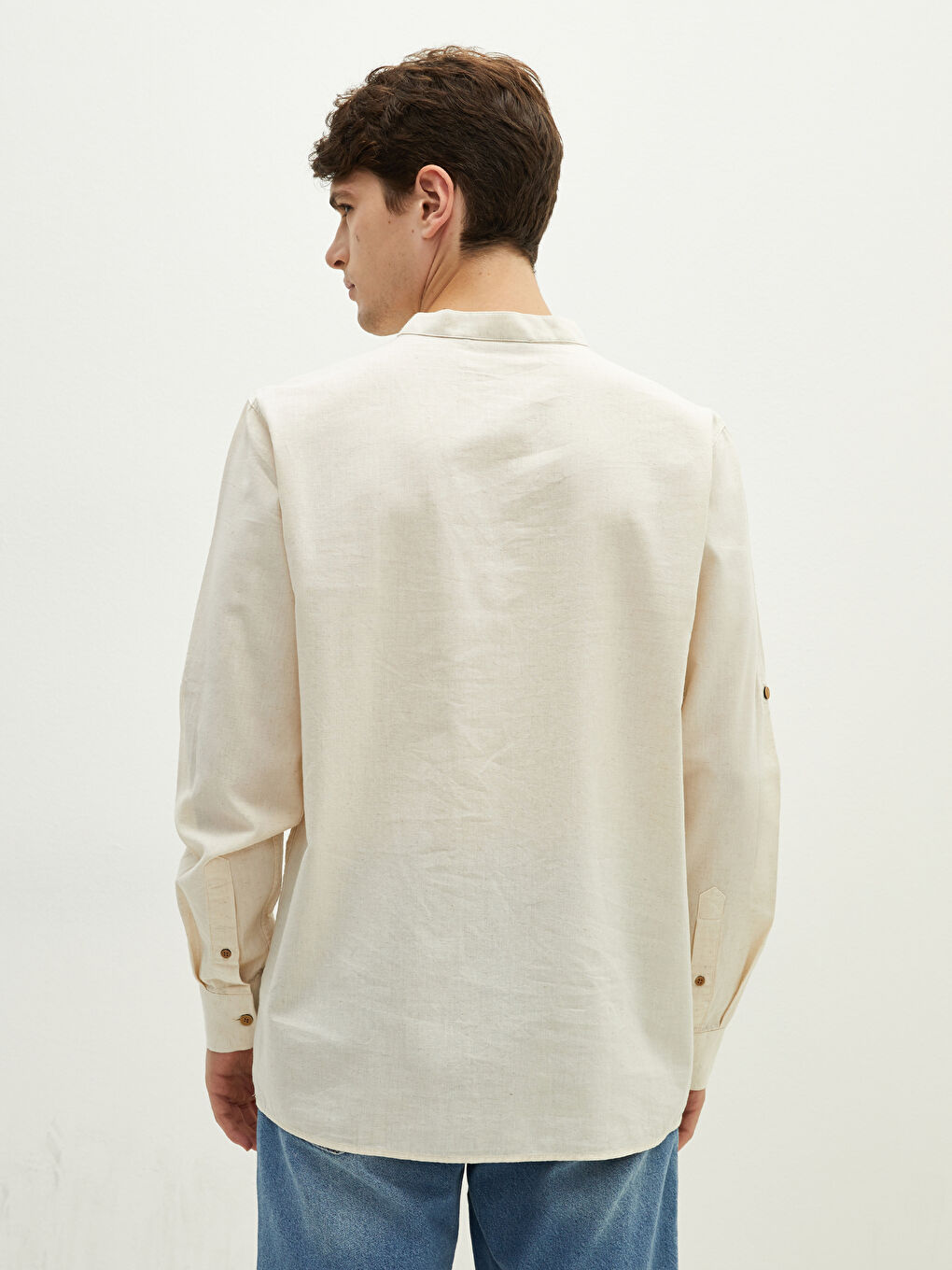 XSIDE Regular Fit Long Sleeve Linen Men's Shirt -W1GM92Z8-RSH