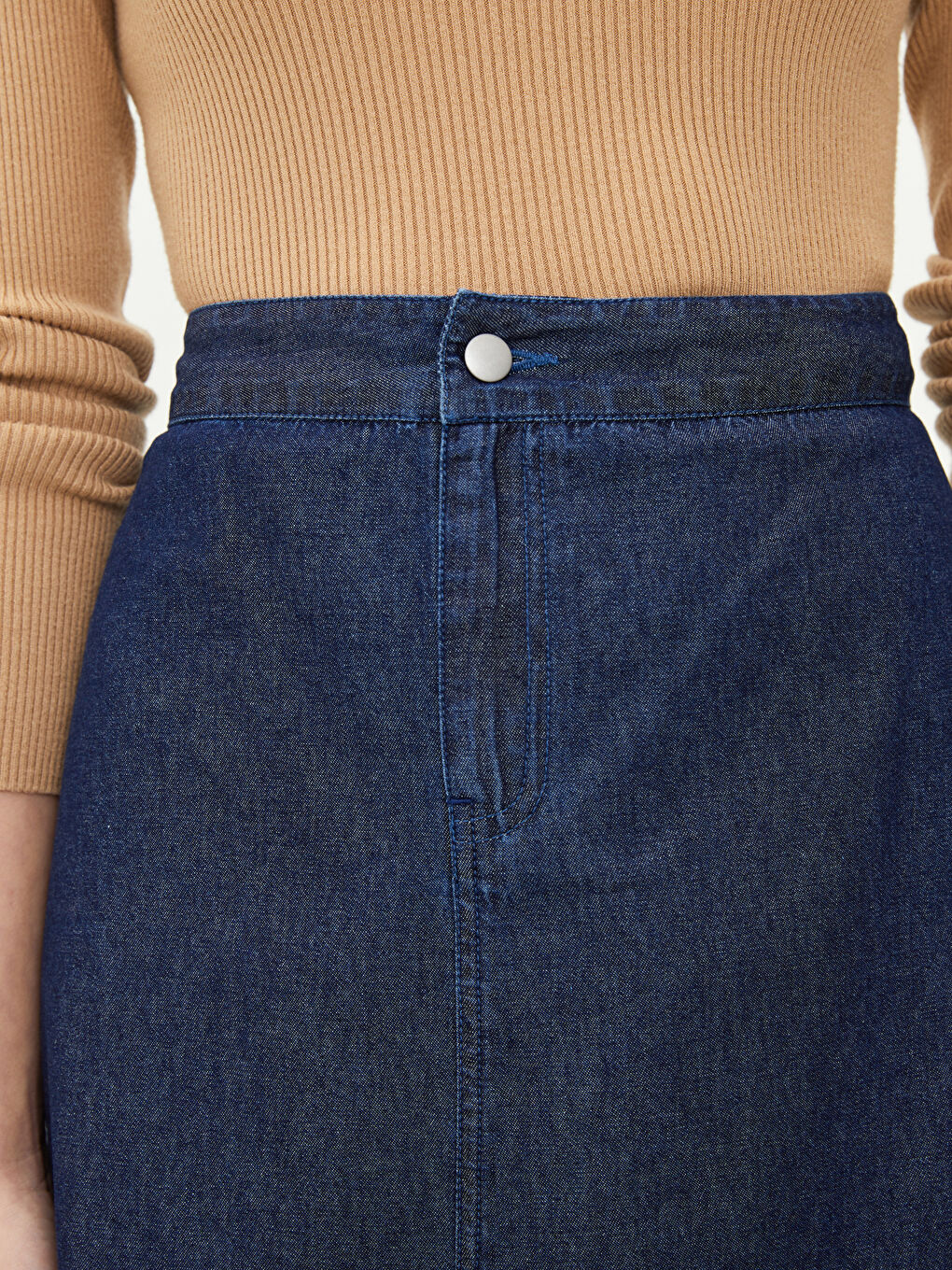 LCWAIKIKI Classic Women's Elastic Waist Plain Denim Skirt -W1GN54Z8-H45