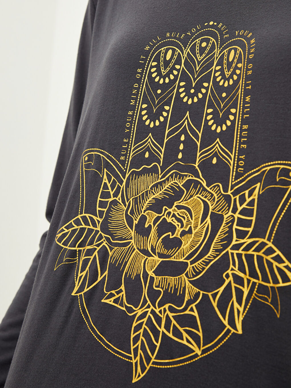 Crew Neck Printed Long Sleeve Women's T-Shirt-2