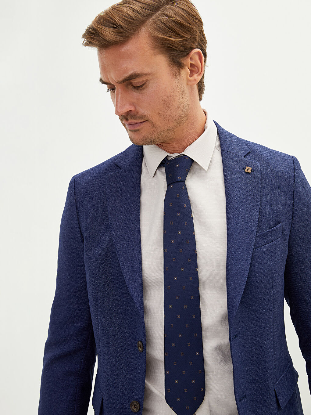 Lacivert Desenli Vual Erkek Kravat