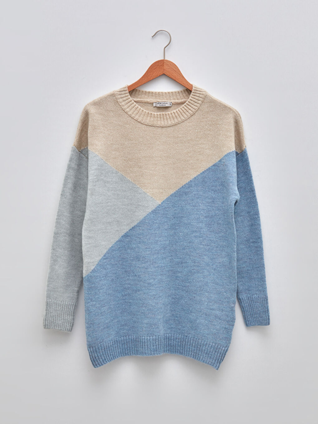 Tunique en Tricot à Manches Longues avec Col Rond et Bloc de Couleurs pour Femmes-5