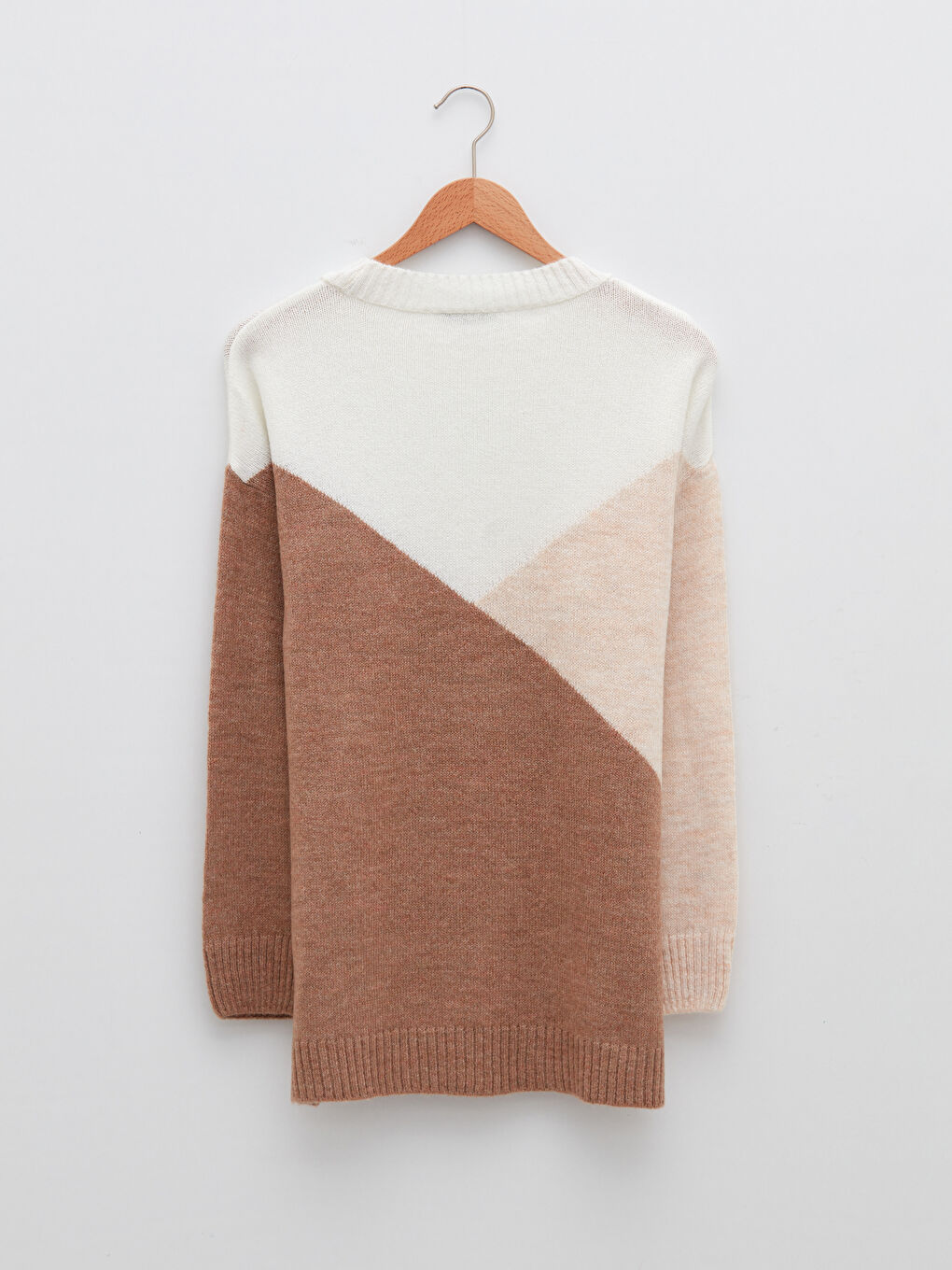 LCW Vision Crew Neck Color Block Long Sleeve Women's Knitwear Tunic -W1GO15Z8-D4N