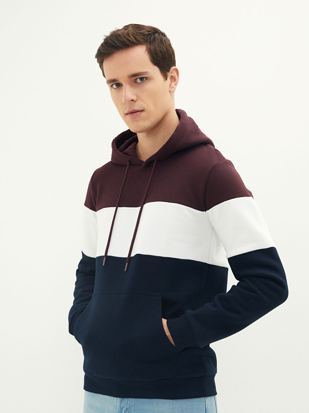LC Waikiki Long Sleeve Color Block Men's Thick Hoodie -W1GO31Z8-QB7