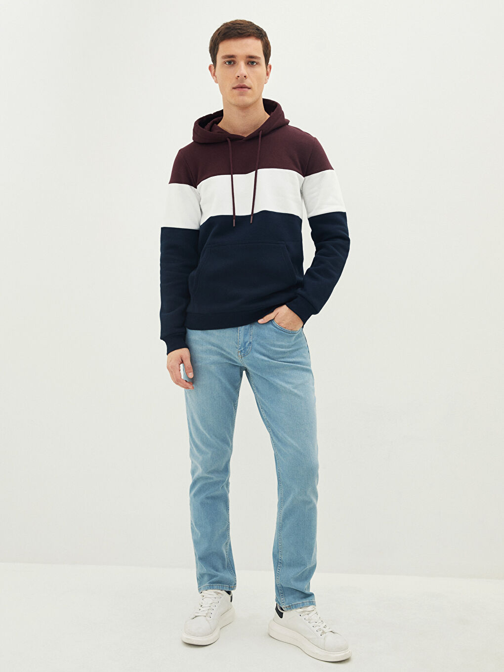 LC Waikiki Long Sleeve Color Block Men's Thick Hoodie -W1GO31Z8-QB7