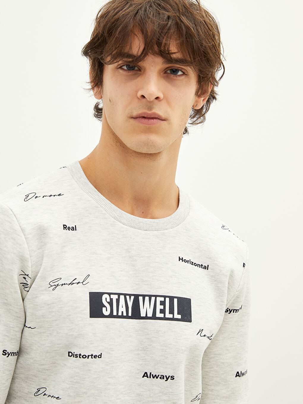 Crew Neck Printed Men's Thick Sweatshirt-2