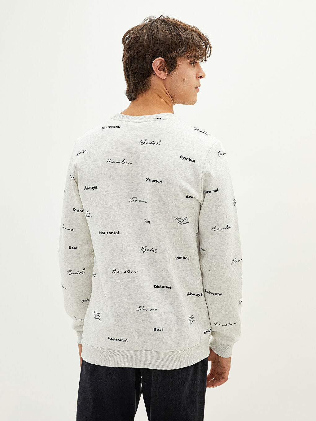 Crew Neck Printed Men's Thick Sweatshirt-5